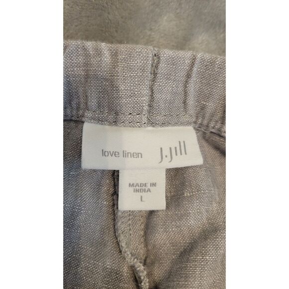 J Jill Love Linen Gray Cropped Wide Leg Pull On Pants - Picture 3 of 4